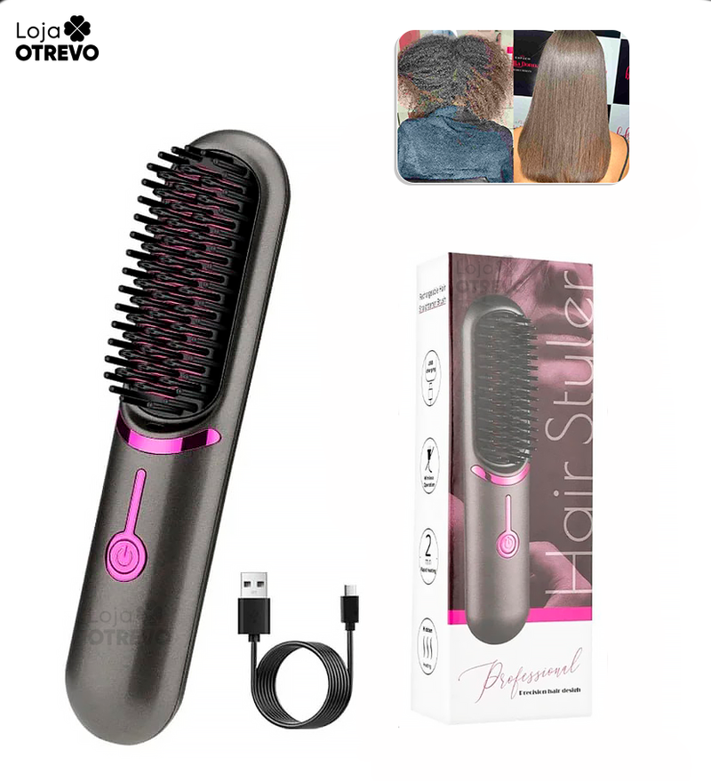 TopHair®  - Super Escova Alisadora 3 em 1 (ALISA, MODELA E ANTI FRIZZ)