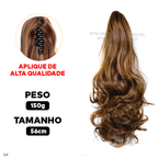 Aplique Rabo de Cavalo Super Natural Ondulado  + Presilha Embutida - ® HairGirl  (FIBRAS FIOS PREMIUM)