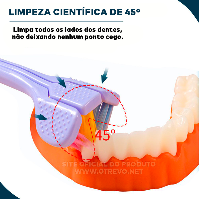 Super Escova de Dente com 3 Lados Estéreos e Raspador Lingual - ®SmileGold (Limpeza 100% Profunda)