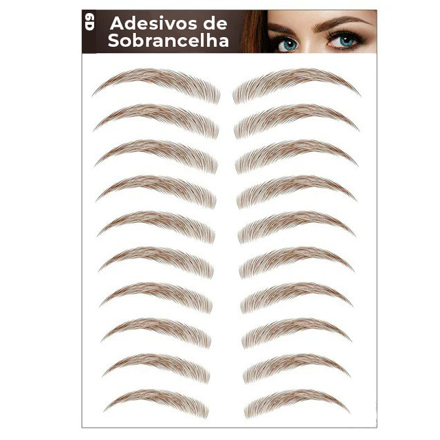 Adesivos de Sobrancelha 6D Biônico Semi Permanente (Compre 1 Cartela e leve 2)