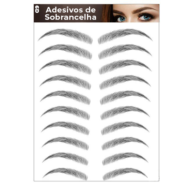 Adesivos de Sobrancelha 6D Biônico Semi Permanente (Compre 1 Cartela e leve 2)