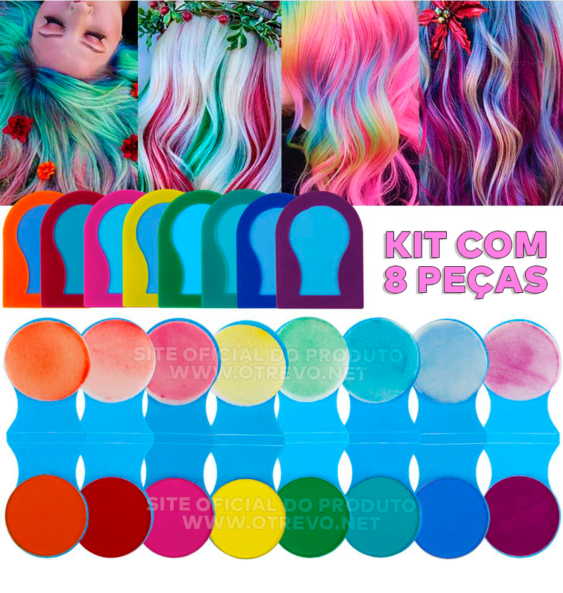 Kit Maquiagem Capilar Com 8 Cores - RainbowHair®