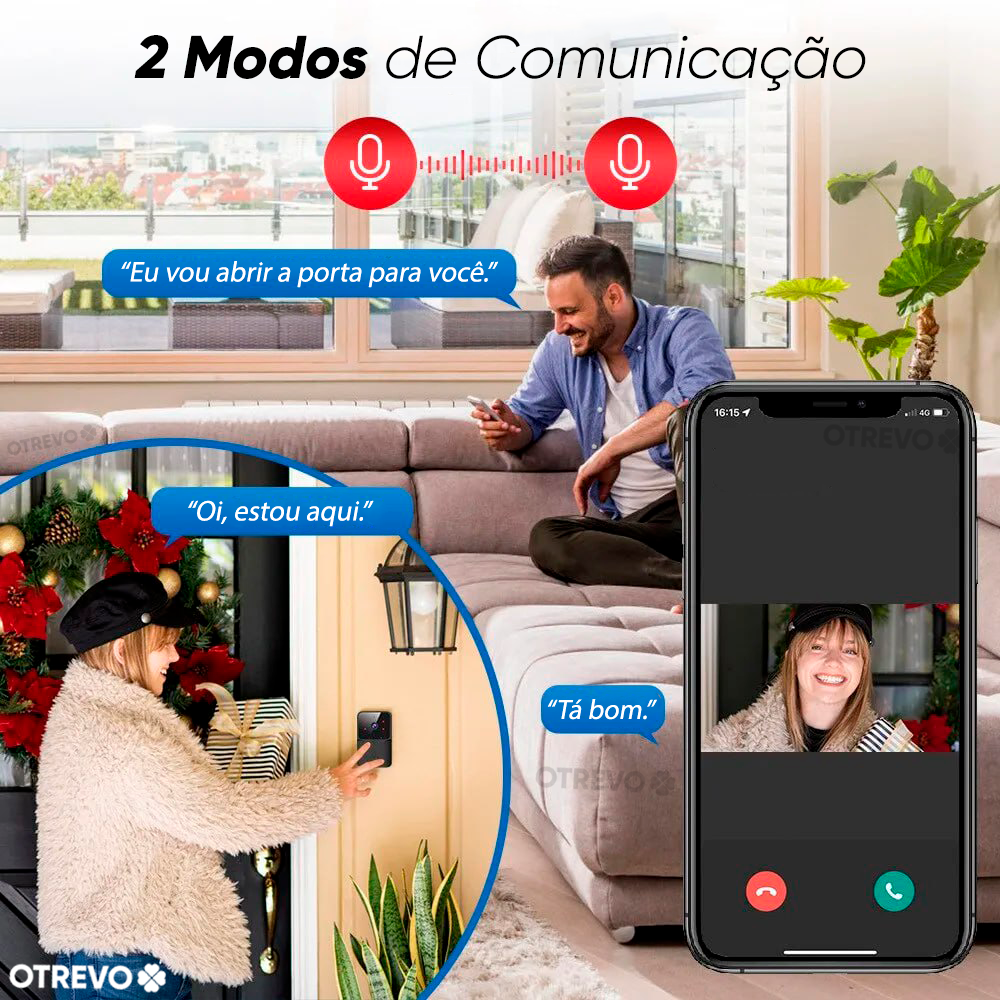 SmartPin - Campainha Inteligente Sem fio Com Wi-fi e Câmera