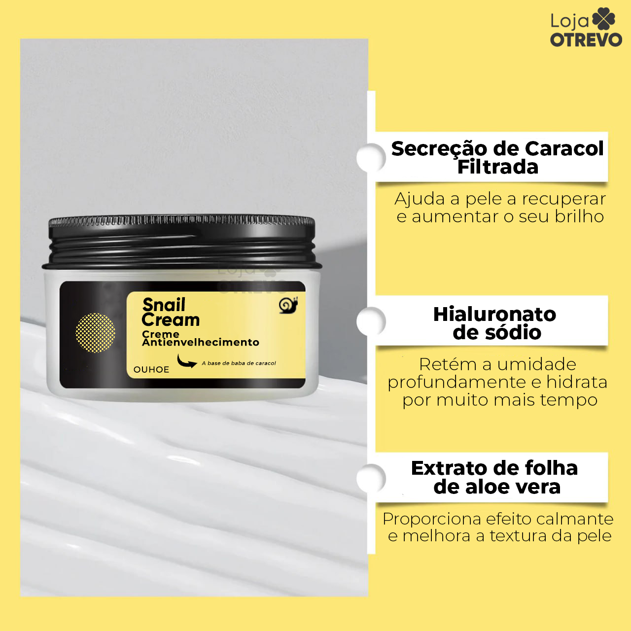 SnailCream® - Creme Rejuvenescedor e Antienvelhecimento Instantâneo a Base de Baba Caracol
