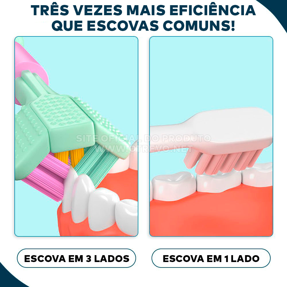 Super Escova de Dente com 3 Lados Estéreos e Raspador Lingual - ®SmileGold (Limpeza 100% Profunda)