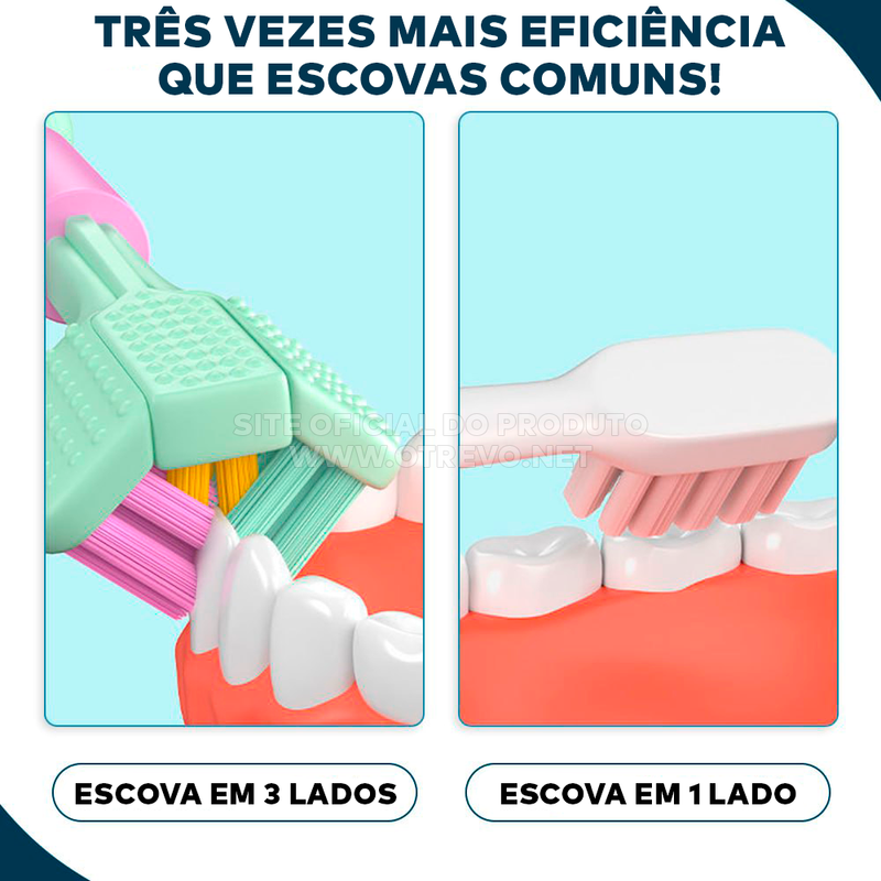 Super Escova de Dente com 3 Lados Estéreos e Raspador Lingual - ®SmileGold (Limpeza 100% Profunda)