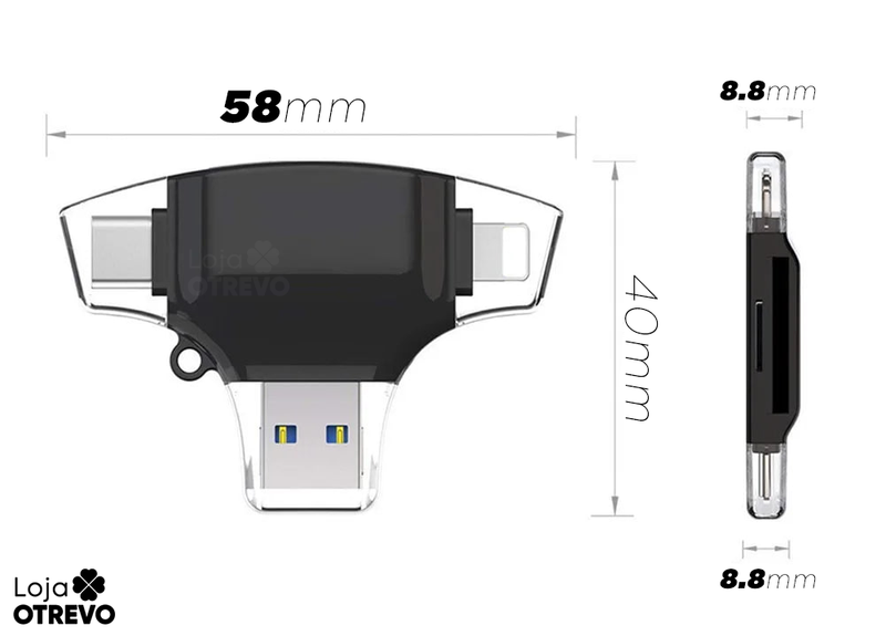 Leitor de Cartão de Memoria USB  4 em 1 - SmartCard®