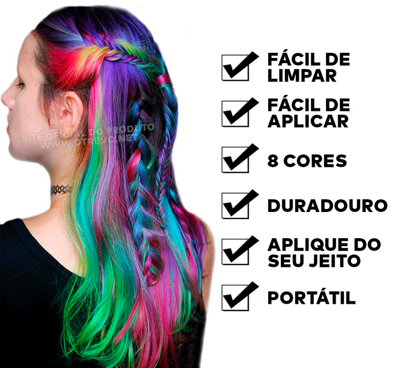 Kit Maquiagem Capilar Com 8 Cores - RainbowHair®