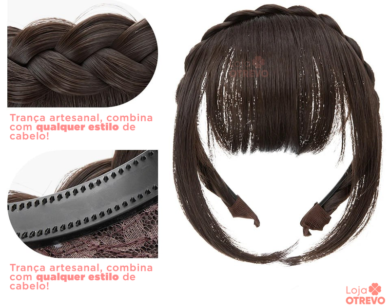 FairyHair® - Aplique Tiara com Franja (Cabelo 100% Natural)