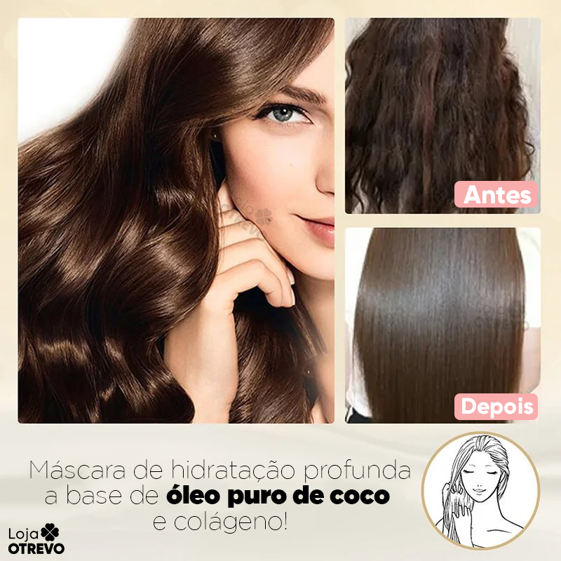 Máscara De Hidratação Profunda a Base de Óleo Puro de Coco e Colágeno - DEEPMASK®  (REPARA TOTALMENTE O CABELO)