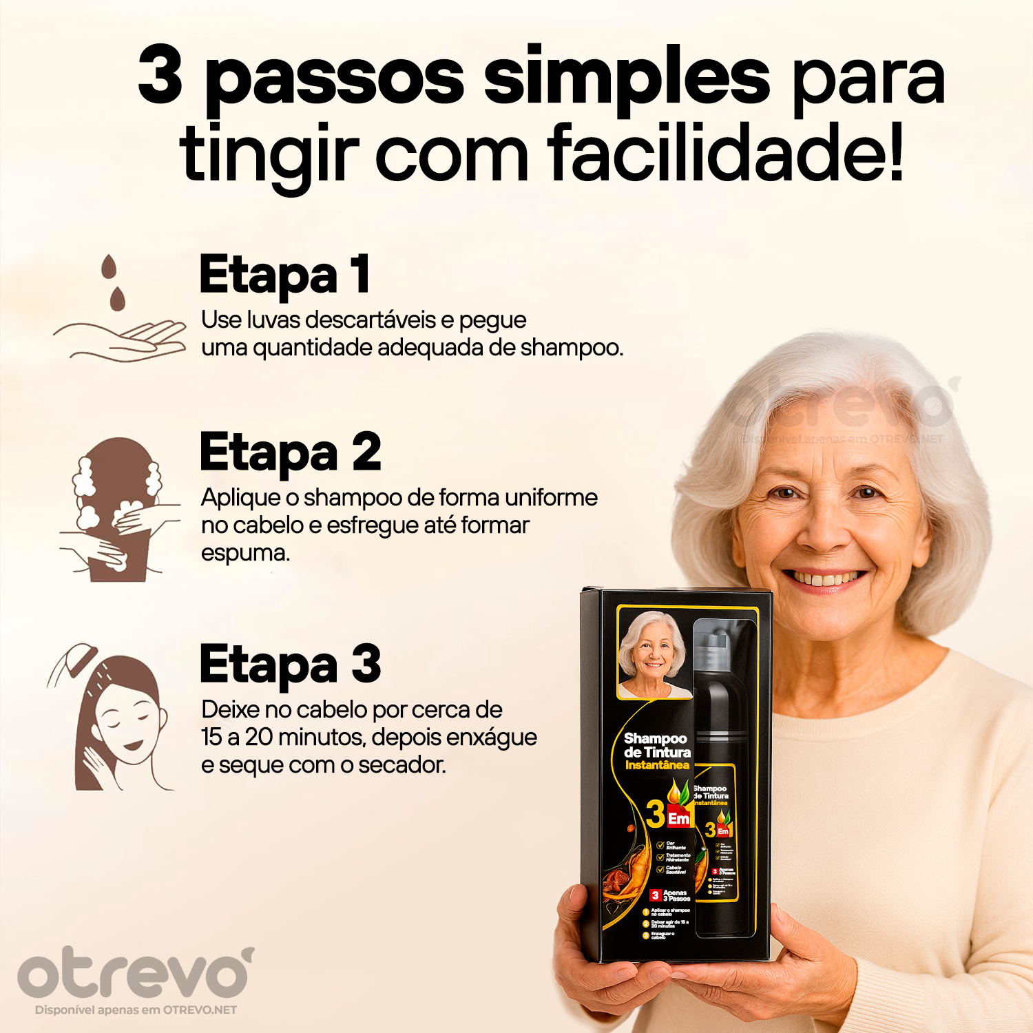 Shampoo de Tintura instantâneo 3 em 1 - (ÚLTIMAS UNIDADES EM PROMOÇÃO)