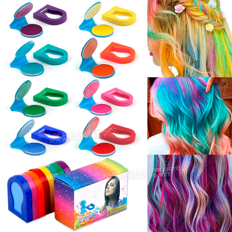 Kit Maquiagem Capilar Com 8 Cores - RainbowHair®