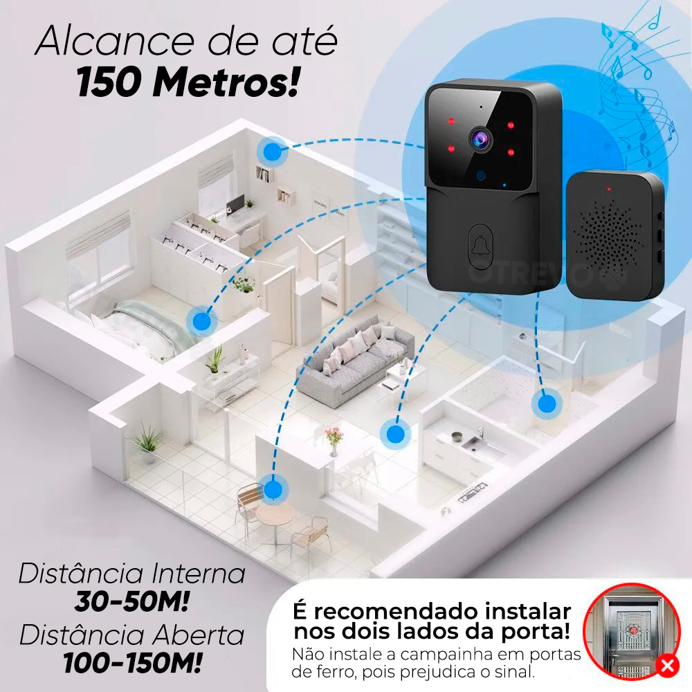 SmartPin - Campainha Inteligente Sem fio Com Wi-fi e Câmera