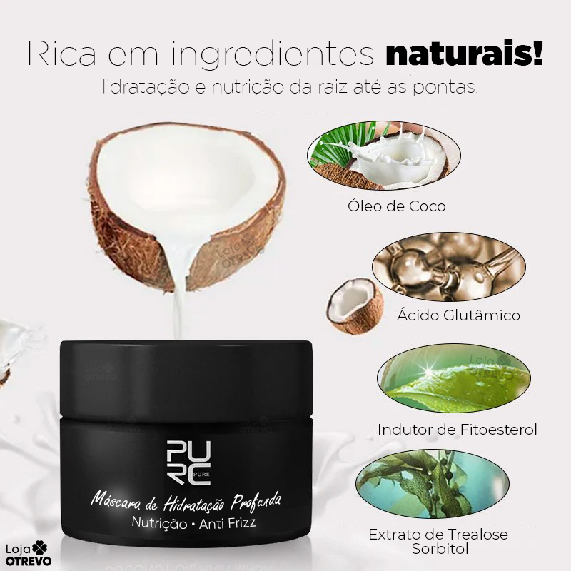 Máscara De Hidratação Profunda a Base de Óleo Puro de Coco e Colágeno - DEEPMASK®  (REPARA TOTALMENTE O CABELO)