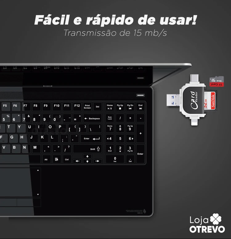 Leitor de Cartão de Memoria USB  4 em 1 - SmartCard®