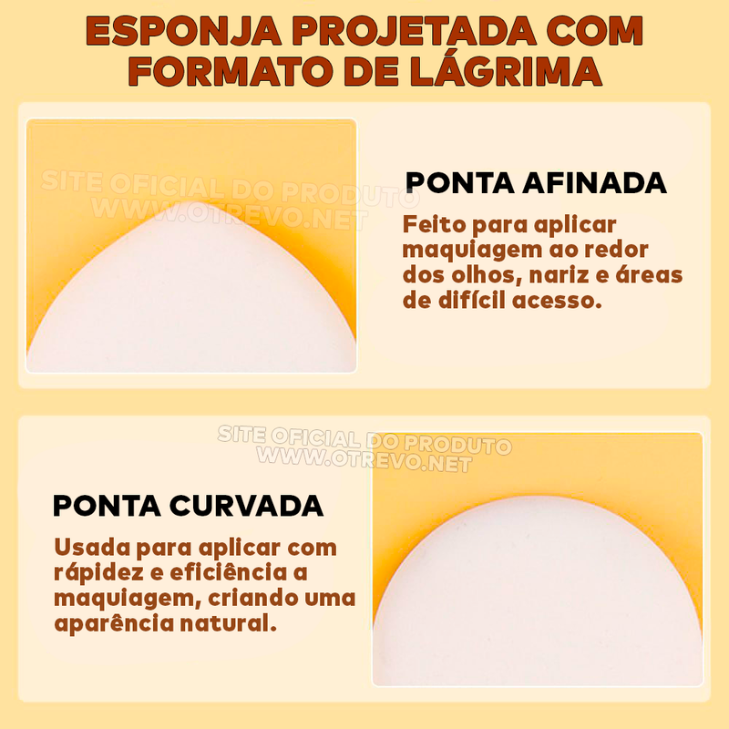 Esponja Aplicadora de Maquiagem de Alta Cobertura - Kit 3 Peças + Brinde Exclusivo Só Hoje  - ®Bbgirl