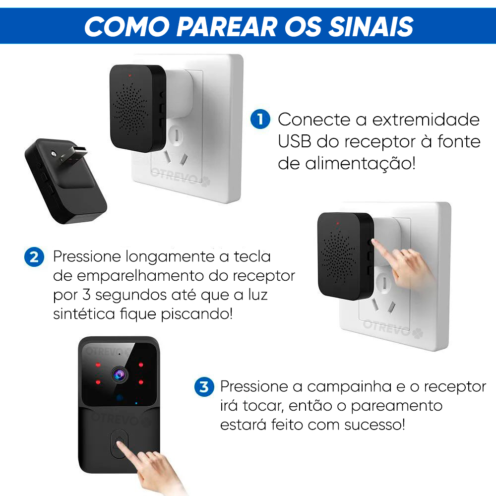 SmartPin - Campainha Inteligente Sem fio Com Wi-fi e Câmera