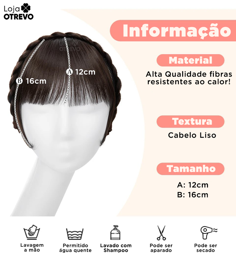 FairyHair® - Aplique Tiara com Franja (Cabelo 100% Natural)