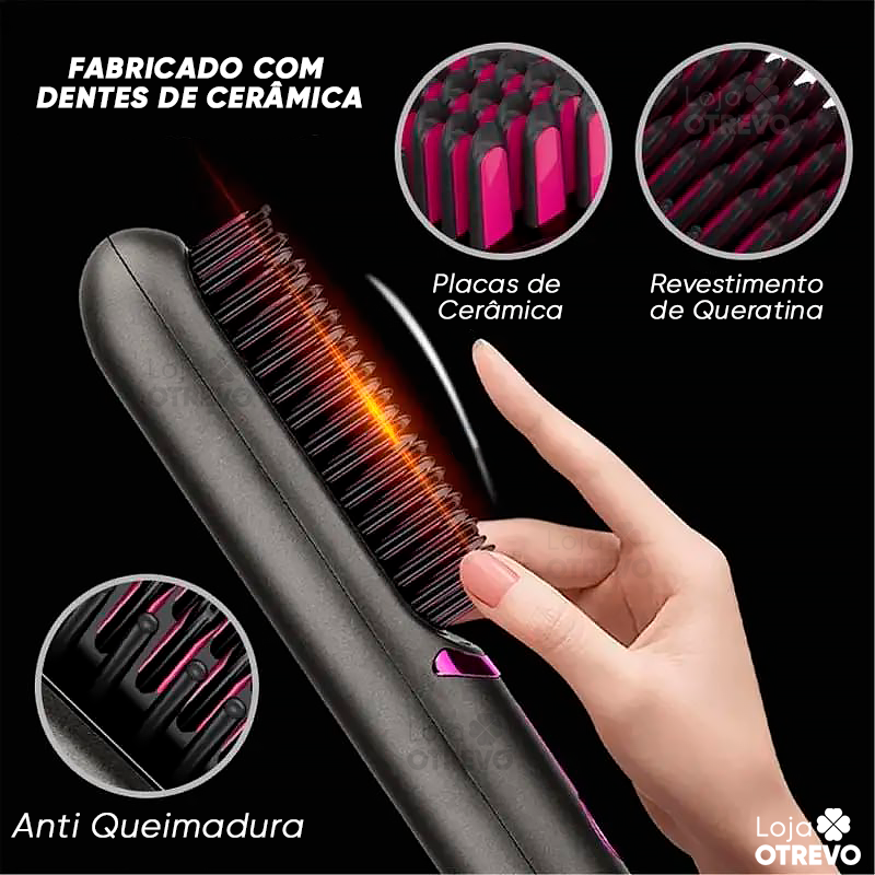 TopHair®  - Super Escova Alisadora 3 em 1 (ALISA, MODELA E ANTI FRIZZ)