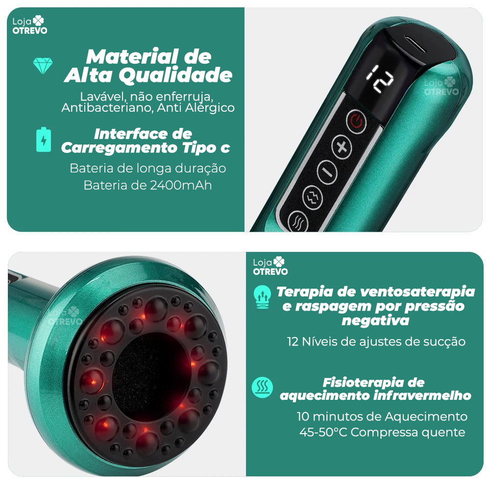 DrenaSkin® 3 em 1  - Massageador Redutor de Celulite e Gorduras Localizadas