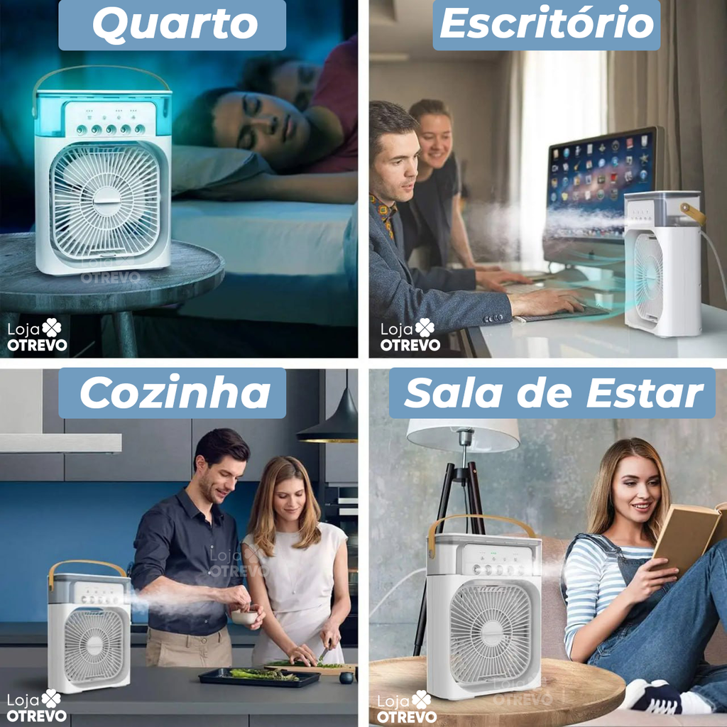 ZeroCold ® Mini Ar Condicionado Portátil 3 em 1 - (Esfria, Ventila e Umidifica)