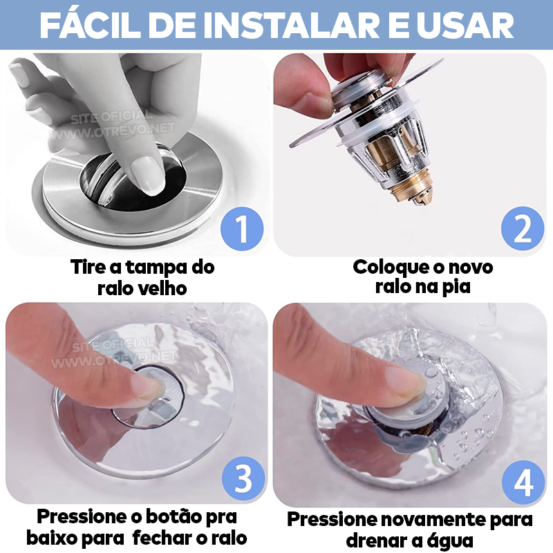 Ralo Inteligente de Aço Inoxidável Para Pia - ®WaterClean