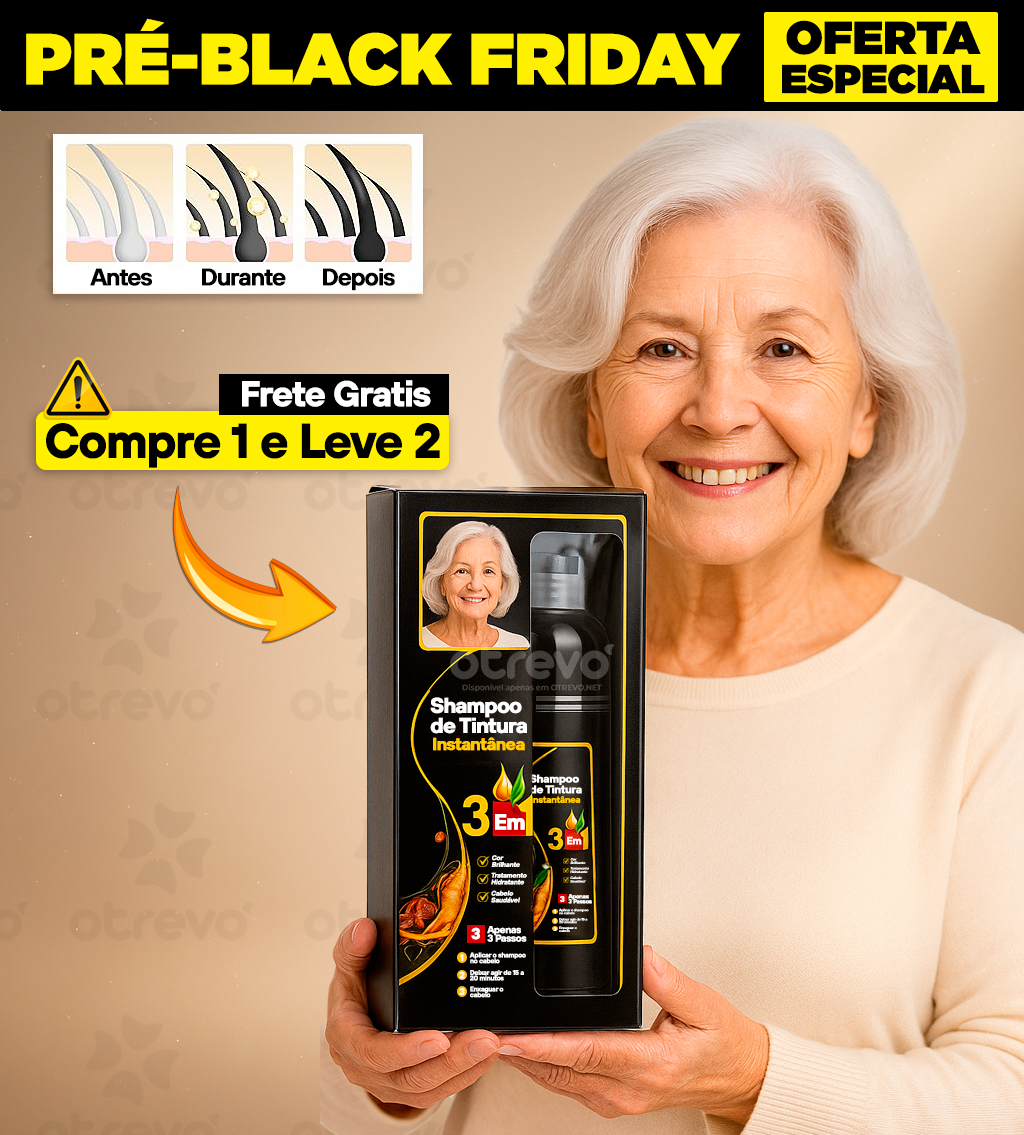 Shampoo de Tintura instantâneo 3 em 1 - (ÚLTIMAS UNIDADES EM PROMOÇÃO)