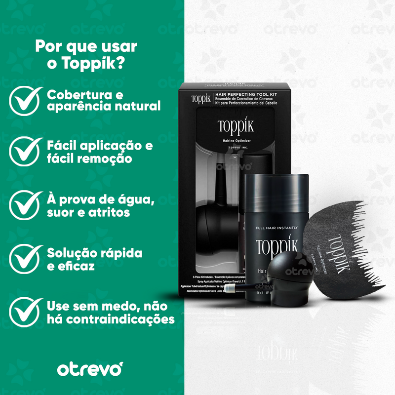 Kit Completo TOPPÍK® - Fibra Capilar de Preenchimento Instantâneo