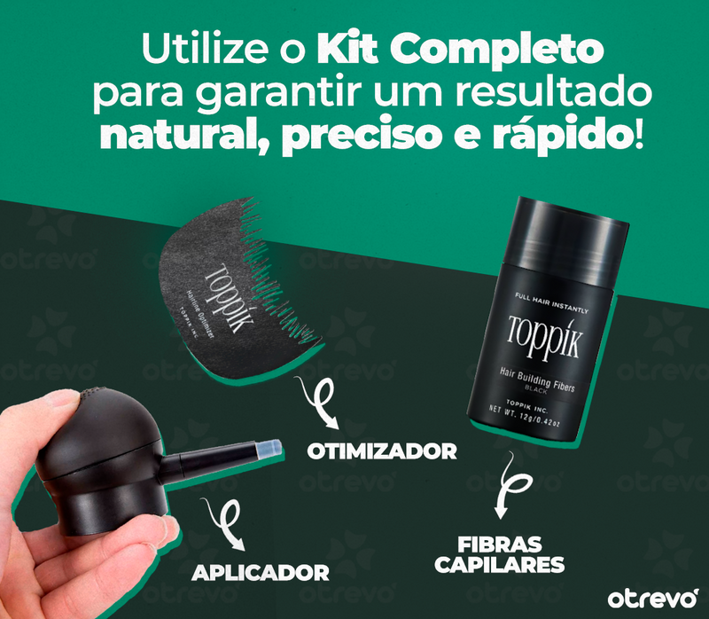 Kit Completo TOPPÍK® - Fibra Capilar de Preenchimento Instantâneo