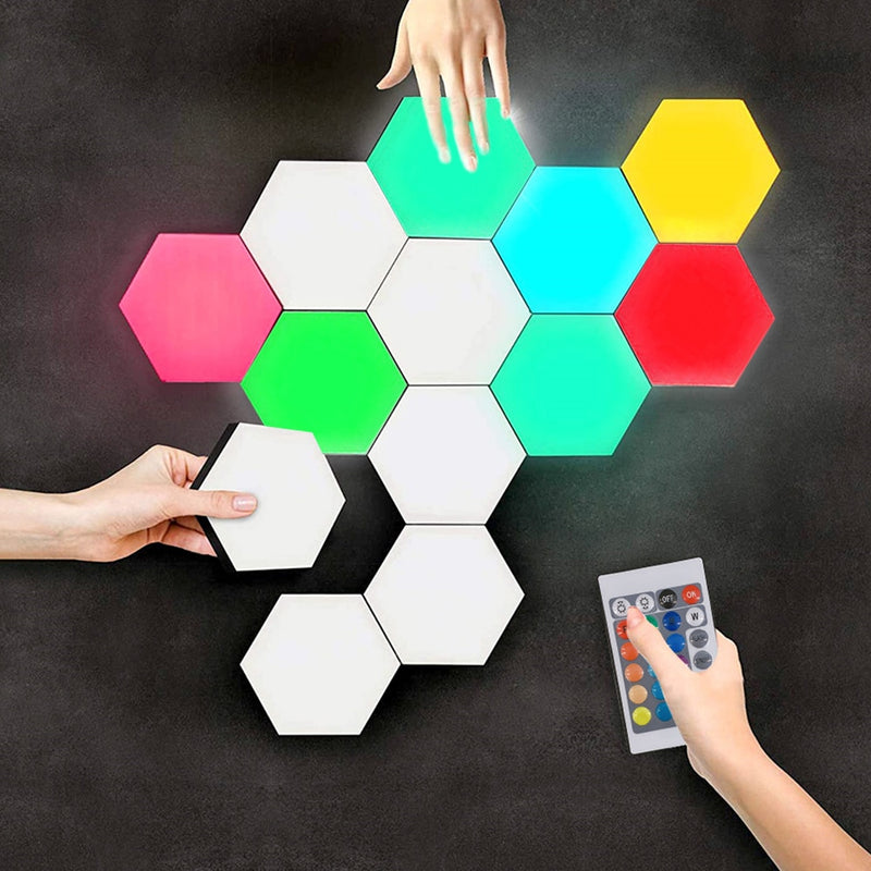 Luminaria Led Hexagonal Com TouchScreen e 16 Cores + Controle Remoto - LedMax®