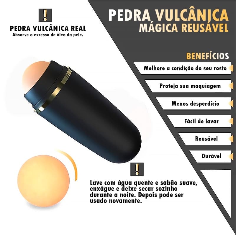 Rolo Vulcânico para Remover Oleosidade do Rosto - ®VulcaniSkin LANÇAMENTO 2023