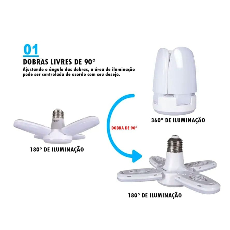 Lâmpada Led Estilo Pétalas Dobrável e Ajustável ®LEDHOME (9X MAIS ILUMINAÇÃO)