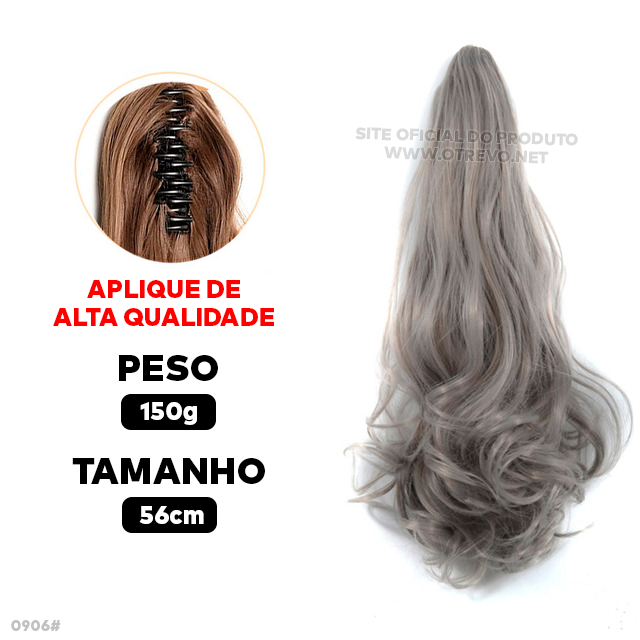 Aplique Rabo de Cavalo Super Natural Ondulado  + Presilha Embutida - ® HairGirl  (FIBRAS FIOS PREMIUM)
