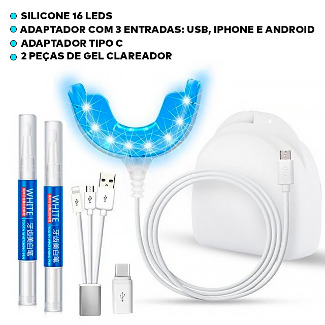 Kit de Clareamento Dental Led - ®SmartLed (DENTES 100% BRANCOS)