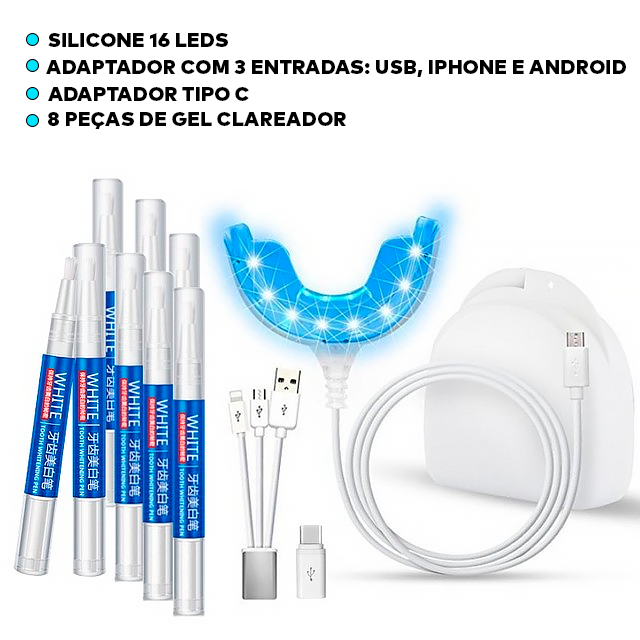 Kit de Clareamento Dental Led - ®SmartLed (DENTES 100% BRANCOS)