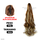 Aplique Rabo de Cavalo Super Natural Ondulado  + Presilha Embutida - ® HairGirl  (FIBRAS FIOS PREMIUM)
