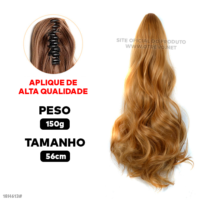 Aplique Rabo de Cavalo Super Natural Ondulado  + Presilha Embutida - ® HairGirl  (FIBRAS FIOS PREMIUM)