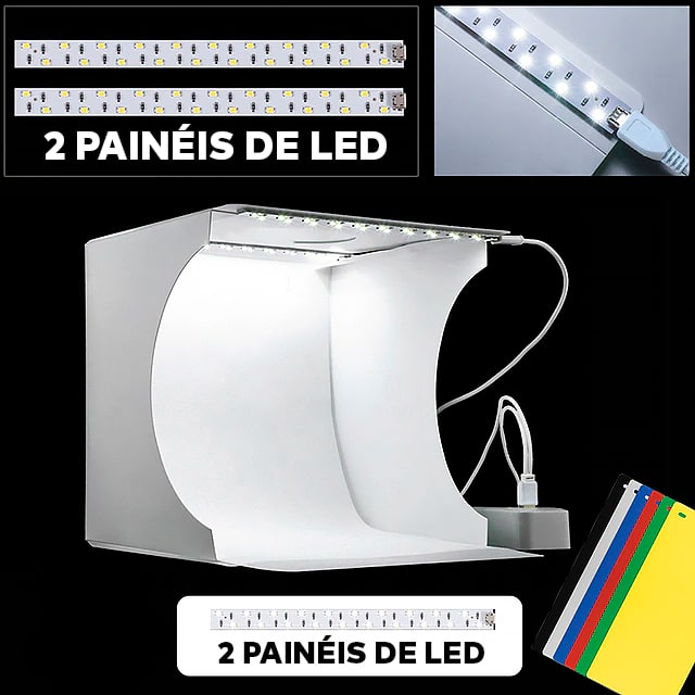 Mini Estúdio Fotográfico Portátil com LED - LightBox®
