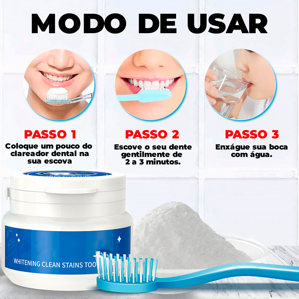 Pó Clareador Dental Natural e Removedor de Manchas -®Clarimax Yoxier