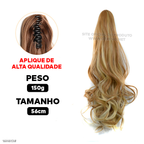 Aplique Rabo de Cavalo Super Natural Ondulado  + Presilha Embutida - ® HairGirl  (FIBRAS FIOS PREMIUM)
