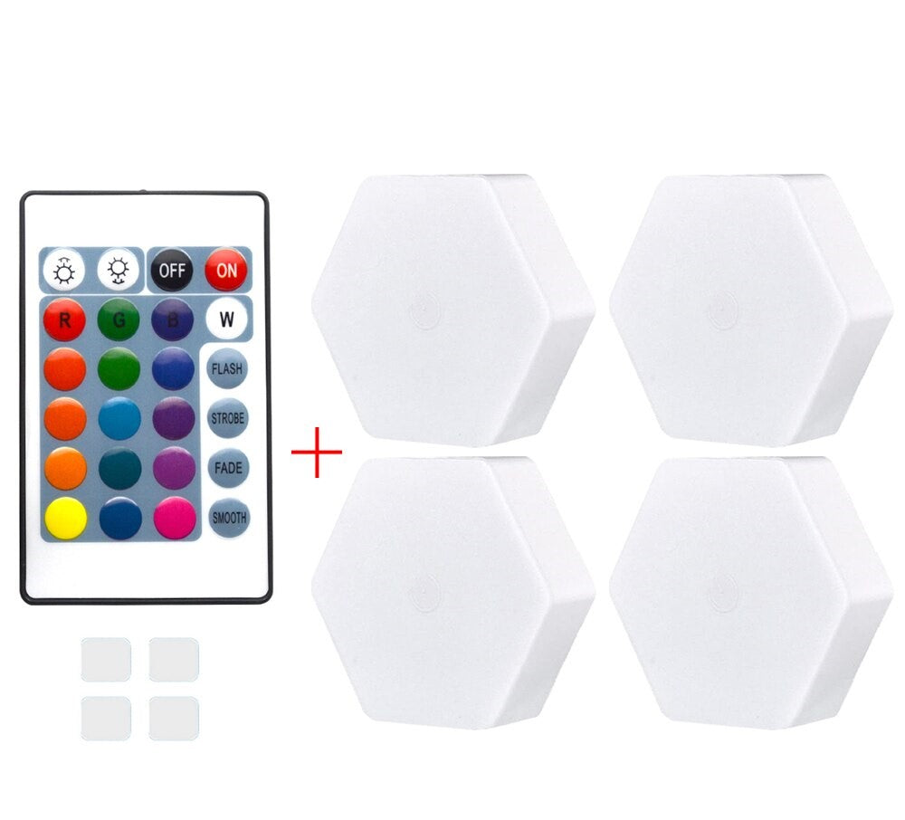 Luminaria Led Hexagonal Com TouchScreen e 16 Cores + Controle Remoto - LedMax®