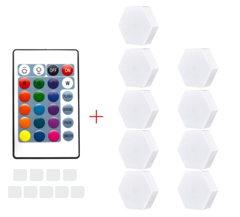 Luminaria Led Hexagonal Com TouchScreen e 16 Cores + Controle Remoto - LedMax®