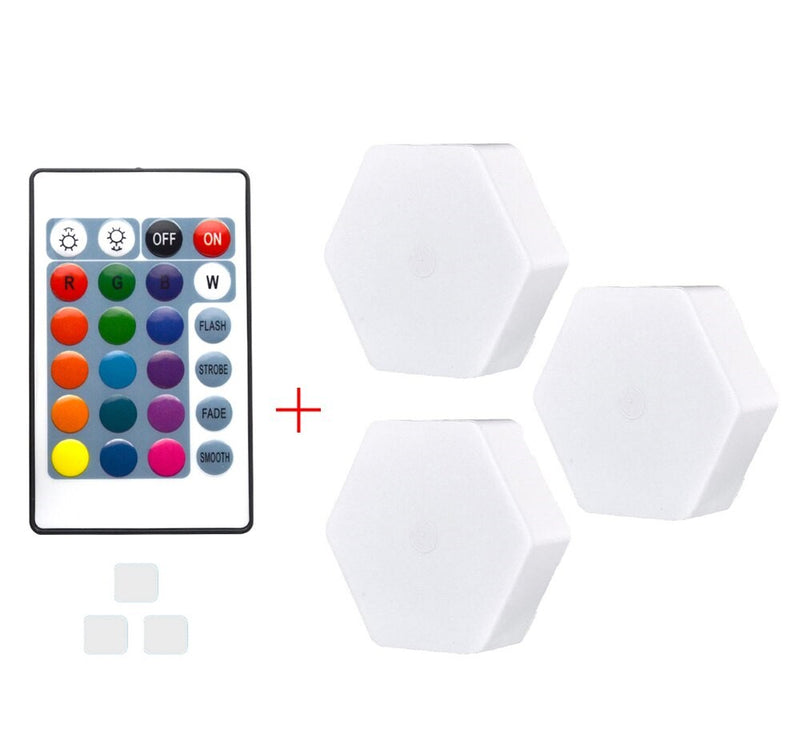 Luminaria Led Hexagonal Com TouchScreen e 16 Cores + Controle Remoto - LedMax®