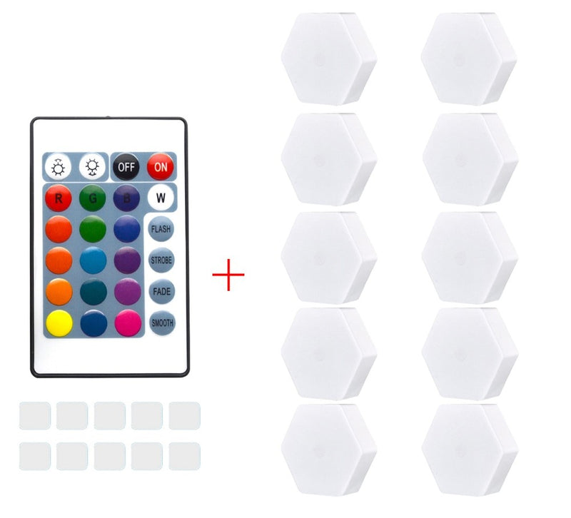 Luminaria Led Hexagonal Com TouchScreen e 16 Cores + Controle Remoto - LedMax®