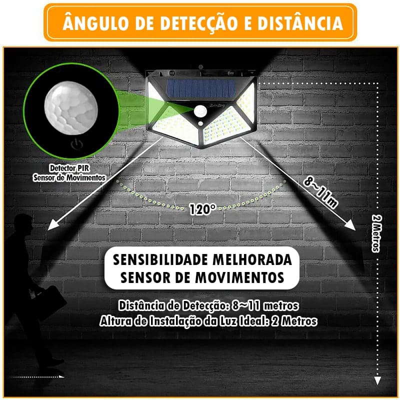 Luminária Solar 100 Led Sem Fio Automática ®LightAll