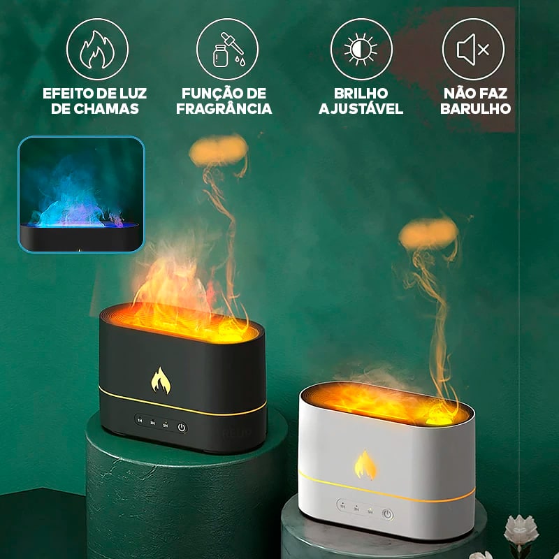 Umidificador de Ar  Difusor de Aromas com Chama Colorida ®FireRelax