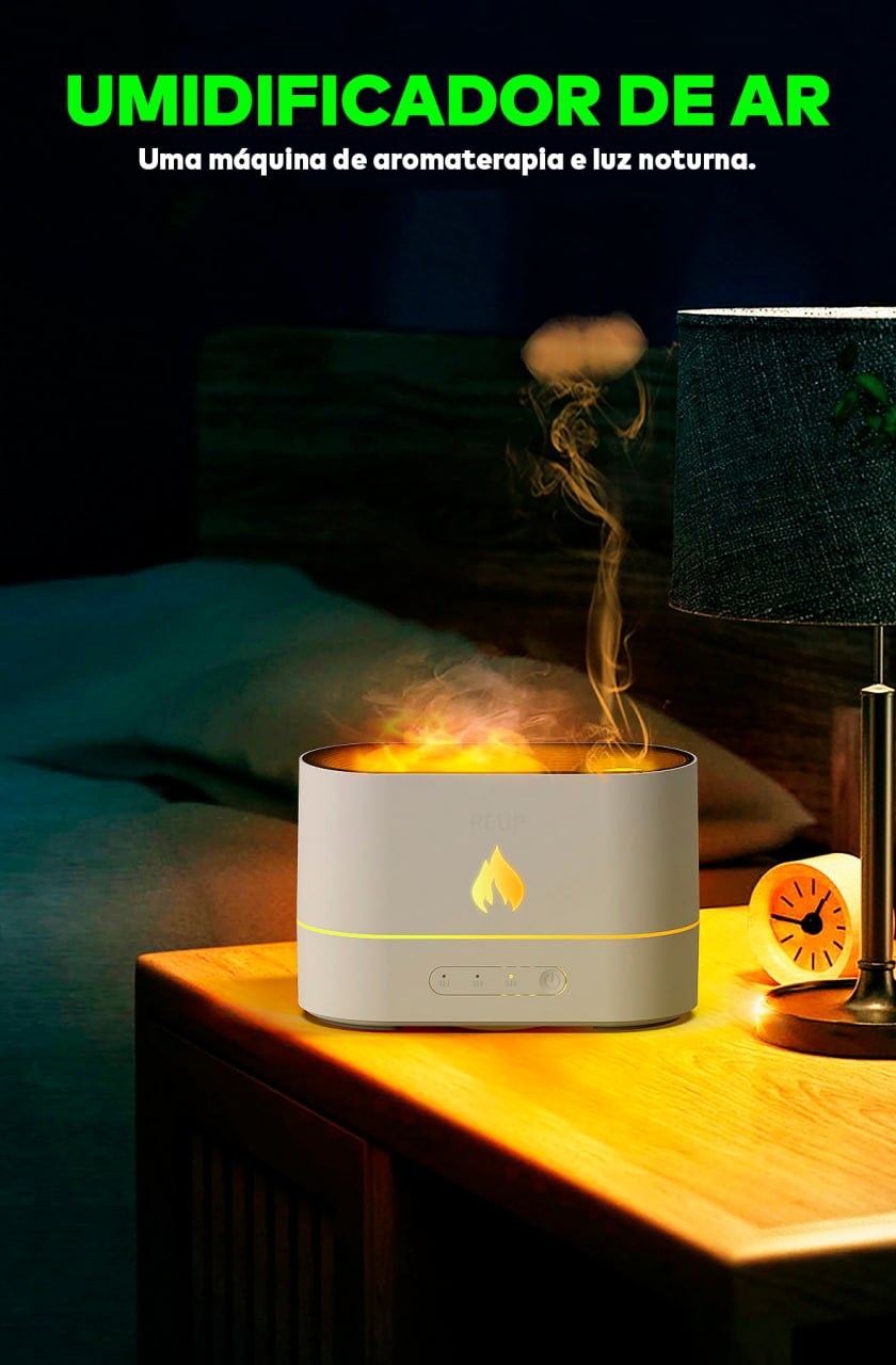 Umidificador de Ar  Difusor de Aromas com Chama Colorida ®FireRelax
