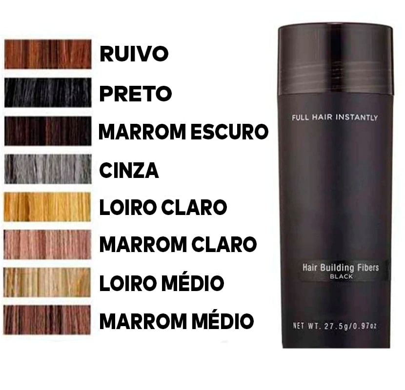 Queratina em Pó para Cobertura de falhas no Cabelo ®TOPHAIR 3 EM 1 (100% NATURAL)