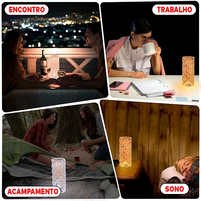 Lúminaria de Led Cristal Para Mesa Com Sensor Touch USB - CrystalLed®