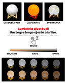Luminária 3D de Lua Cheia Com 16 Cores - ®SmartMoon